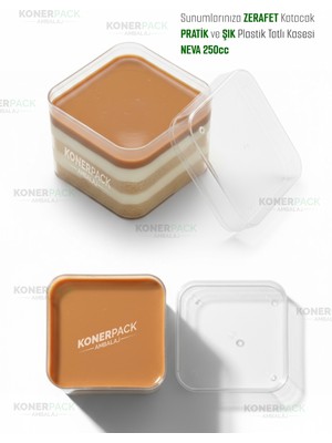 Konerpack Ambalaj Sert Plastik  Tatlı Kasesi  NEVA250CC  Kap+Kapak  Takım