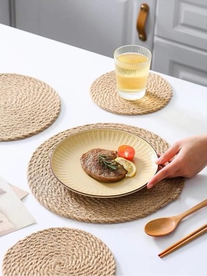 PremiumPort Büyük Boy Hasır Amerikan Servisi, 37CM, Şık ve Doğal Tasarım