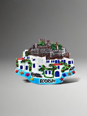 PremiumPort Bodrum Temalı Kabartmalı Polyester Magnet 8,5X6CM, Deniz ve Tatil Esintisi