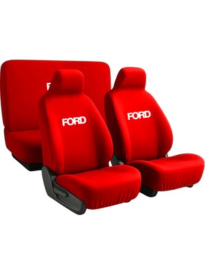 Antwax Ford Uyumlu Escort Koltuk Kılıfı Atatürk İmza Ön Arka Takım Kırmızı