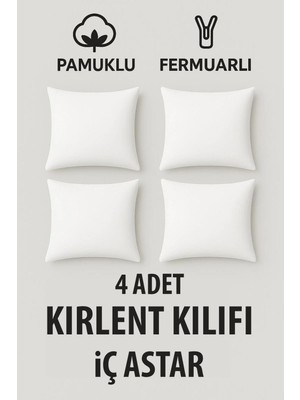 PremiumPort 4'lü Fermuarlı Kırlent Iç Astarı Seti, Yüksek Kalite Iç Yastık Kılıfı