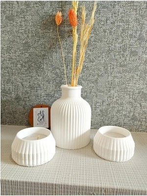 PremiumPort Şık Skandinav Vazo ve Tealight Mumluk Seti, Ev Dekoru Için Ideal