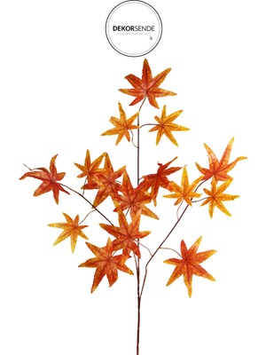 PremiumPort Turuncu Çınar Yaprağı Dalı Ince 55 Cm, Doğa Temalı Dekorasyon Parçası