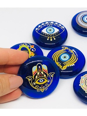 PremiumPort Nazar Boncuklu Magnet, Dekoratif Buzdolabı Süsü, El Işlemeli Takı
