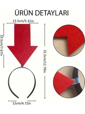MiraLive Kişiselleştirilebilir Ok Taç – Üzerine Yazı Yazılabilen Parti Tacı Kırmızı Renk