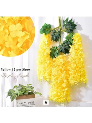 PremiumPort 3 Dal Sarı Akasya Çiçek, 100 Cm, Dekoratif Düğün ve Nişan Süsleri