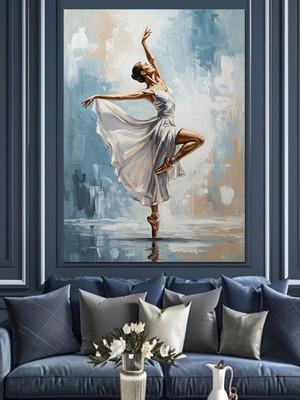 PremiumPort Şık Balerin ve Sahne Işığı Temalı Dekoratif Kanvas ve Mdf Tablo