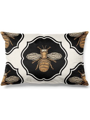 PremiumPort Dikdörtgen Arı Desenli Çift Taraflı Süet Kırlent Kılıfı