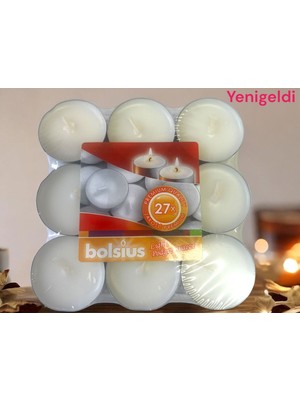 PremiumPort 27 Adet Avrupa Üretimi Güvenli Tealight Mum, 3,5 Saat Yanma Süresi