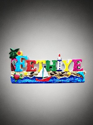 PremiumPort Fethiye Temalı Kabartma Polyester Magnet 9,5cm x 4,5cm, Şık ve Havalı Dekorasyon