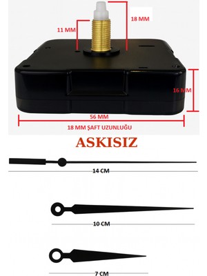 PremiumPort Sessiz Duvar Saati Mekanizması, 18 mm Uzun Set, Kolay Montaj