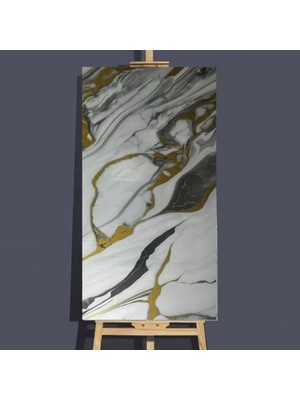 PremiumPort Esnek Beyaz ve Siyah Mermer Desenli Pvc Panel 30X60CM, Banyo ve Mutfak Için