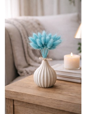 PremiumPort Turkuaz Renkli Doğal Kurutulmuş Tavşan Kuyruğu Otu Buketi 1 Demet