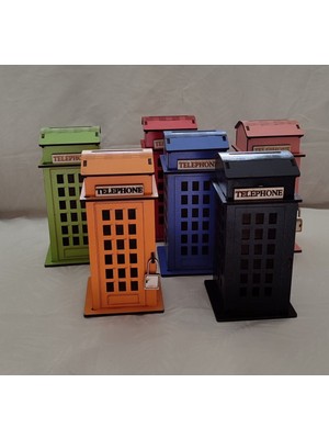 PremiumPort Renkli Ingiliz Telefon Kulübesi Temalı Kumbara, Çocuklar Için Eğlenceli Dekor