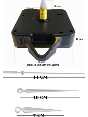 PremiumPort Sessiz Duvar Saati Mekanizması, 18 mm Uzun Şaft, Askılı, Yüksek Kalite