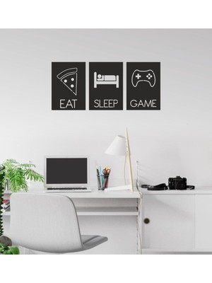 PremiumPort 3’lü Gamer Seti Dekoratif Ahşap Duvar Tablosu, Modern ve Şık Tasarım