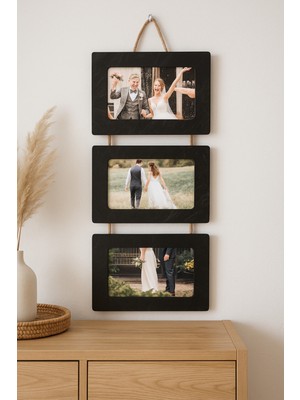 PremiumPort Doğal Ahşap 10X15 cm 3'lü Iplik Çerçeve Seti