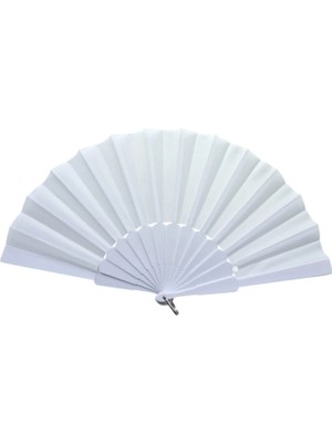 MiraLive Plastik Düz Kumaş Yelpaze 12 Li Beyaz