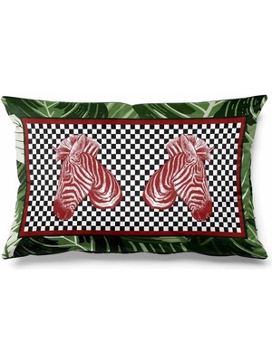 PremiumPort Dikdörtgen Checkers Desenli Çift Taraflı Süet Kırlent Kılıfı