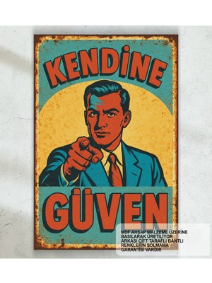 PremiumPort Ilham Verici Kişisel Gelişim ve Motivasyon Duvar Posteri, Retro Ahşap Tasarım