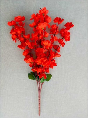 PremiumPort Bahar Temalı 7 Dallı Yapay Kiraz Çiçeği Demeti 55 cm Kırmızı