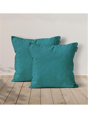 PremiumPort Turkuaz 2'li Kadife Dokulu Kırlent Kılıfı, Şıklık ve Konfor Sunar