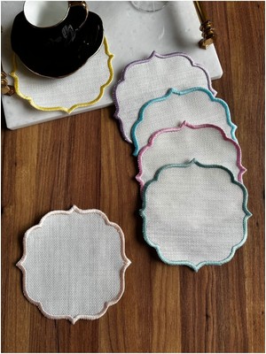 PremiumPort 6'lı Renkli Soft Etamin Nakışlı Kokteyl Sunum Peçetesi