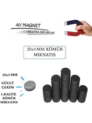 PremiumPort 50 Adet 25X3 mm Yuvarlak Kömür Mıknatıs, Sünnet ve Nişan Süsleme Için