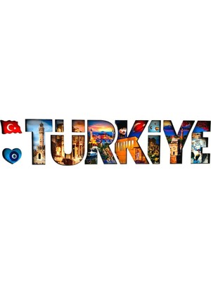 PremiumPort Renkli Ahşap Magnet, Türkiye Temalı, 16X4 Cm, Dekoratif Hediye