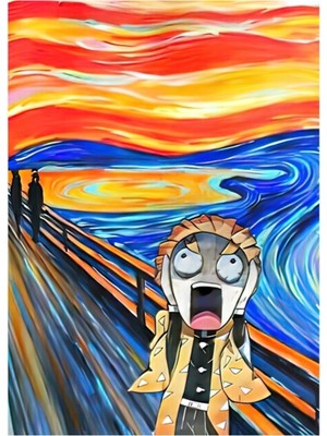 PremiumPort Zenitsu Kimetsu No Yaiba Ahşap Poster, Dekoratif Sanat Eseri