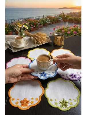 PremiumPort 6'lı Nakışlı Kokteyl Peçetesi, Şık ve Kullanışlı Sunum Malzemesi