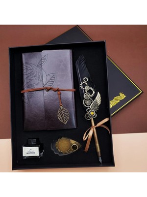 MiraLive Tüylü Divit Hokka Kalem Seti Siyah