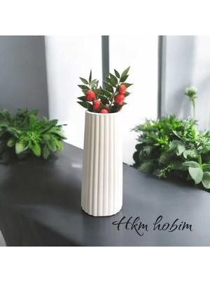 PremiumPort Bohem Büyük Boy Çizgili Iskandinav Vazo, Şık ve Modern Dekorasyon