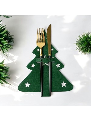 PremiumPort 6'lı Yeşil Dekoratif Çam Ağacı Kaşıklık Yılbaşı Sofra Süsü