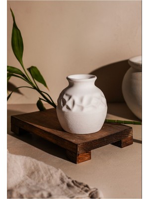 PremiumPort Etnik Desenli Beton Vazo, Şık ve Modern Dekorasyon Parçası