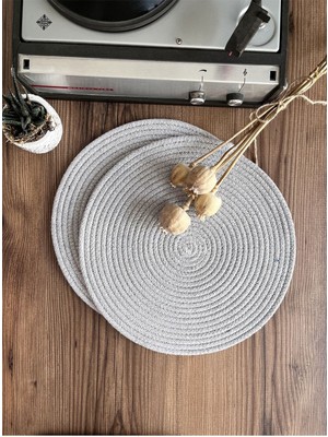 PremiumPort 2’li Gri Jüt Supla ve Amerikan Servis Tabak Altlığı Seti