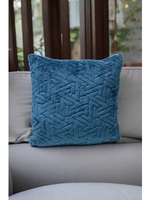 PremiumPort Bohem Zikzak Desenli Dekoratif Yastık Kılıfı 45X45 cm Petrol Mavi
