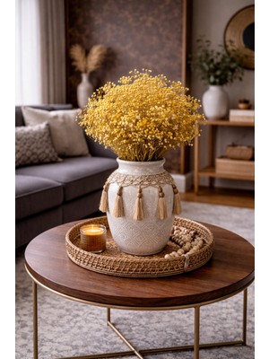 PremiumPort Bahar Yıldızı Şoklanmış Sarı Cipso Gelinlik ve Nişan Süsleme Çiçeği