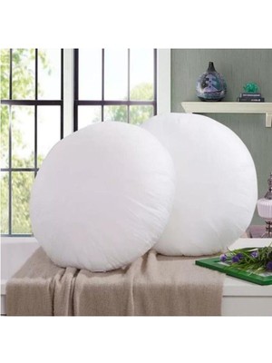 PremiumPort Yuvarlak 40 cm Kırlent Kılıfı ve Boncuk Iç Dolgulu Iç Yastık