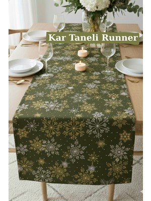 PremiumPort Kırmızı Kar Taneli Runner, Leke ve Sıvı Itici Özellikli, Şık ve Dayanıklı