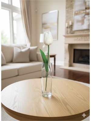 PremiumPort Beyaz Yapay Islak Lale Dekoratif 1 Adet, Şık ve Zarif Süsleme Parçanız