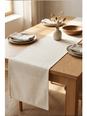 PremiumPort Bohem Tarz Krem Runner, Yemek ve Salon Masası Dekoru (50X150 Cm)