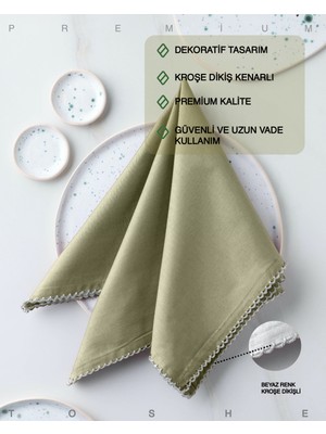 PremiumPort 2'li Haki Pamuk Kumaş Peçete 43X43 cm Mutfak ve Sofra Dekorasyonu