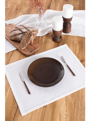 PremiumPort Şık 2'li Beyaz Keten Amerikan Servisi 35 x 45 Cm, Premium Kalite