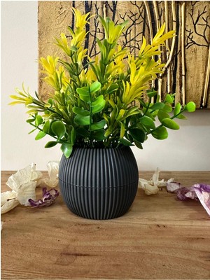 PremiumPort Gerçekçi Görünümlü Küçük Saksıda Yapay Çiçek, Masa Dekorasyonu