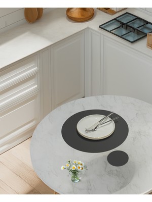 PremiumPort Elips Suni Deri Amerikan Servis Supla 2 Kişilik 4 Parça Placemats