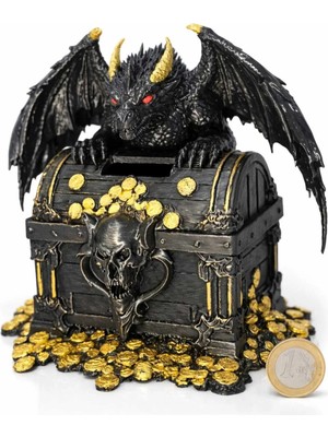 GezegenX Kumbara, Özel Tasarım Fantastik Ejderha, Dragon Figürlü Hazine Sandığı Kumbara
