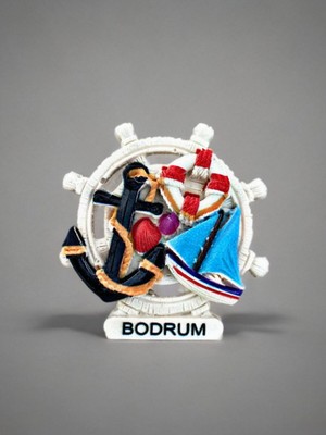 PremiumPort Bodrum Temalı Kabartmalı Polyester Magnet, 6x7 Cm, Dekoratif ve Şık Tasarım