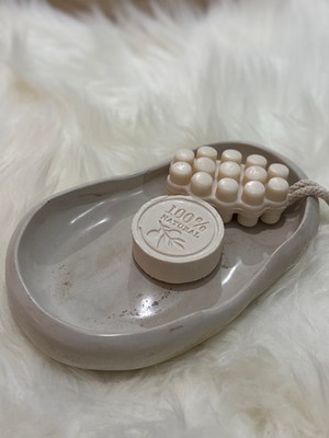 Taş Görünümlü Düzensiz Form Beton Dekoratif Kase/tabak 25X15CM Takı & Anahtarlık Organizer, Sabunluk