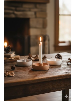 PremiumPort Modern 3 Parça Beton Şamdan Mumluk Seti, Şık ve Dayanıklı Tasarım